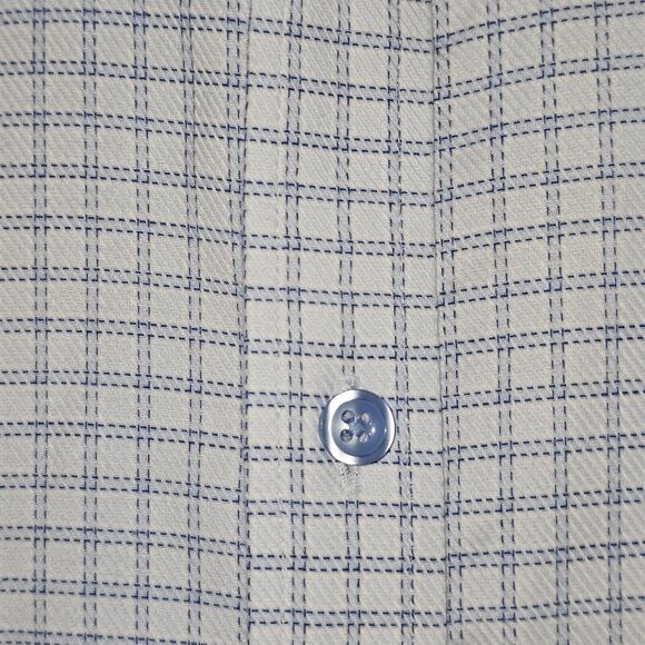 Men's Blue Checkered Casual Button Down Shirt - Picture 8 of 14